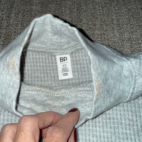 BNWT BP Nordstrom XS Mock Neck Cropped Thermal Grey Light Heather - Picture 3 of 3
